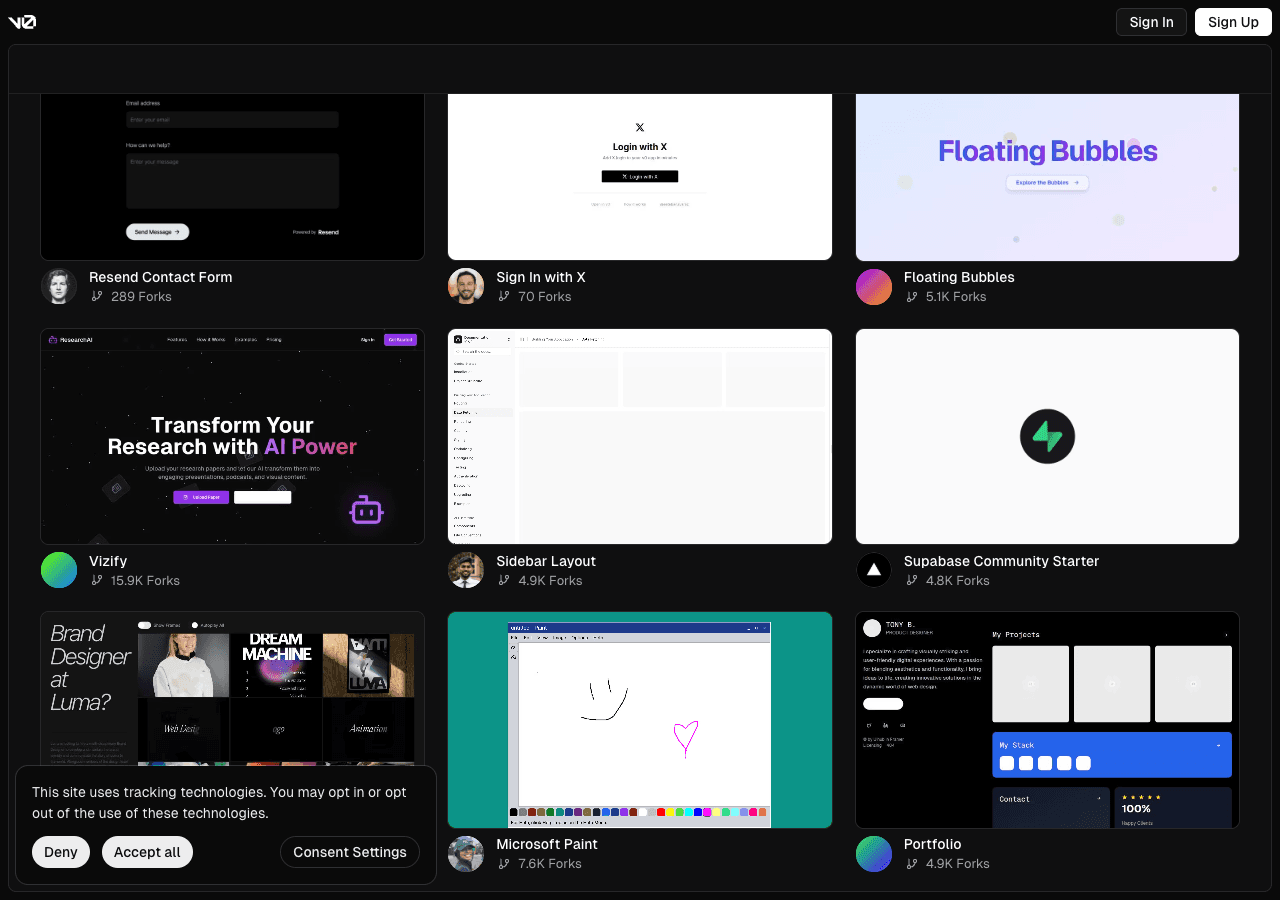 v0 Code Assistance showing ai code generation - Generate full web apps from ideas in minutes—no coding required.