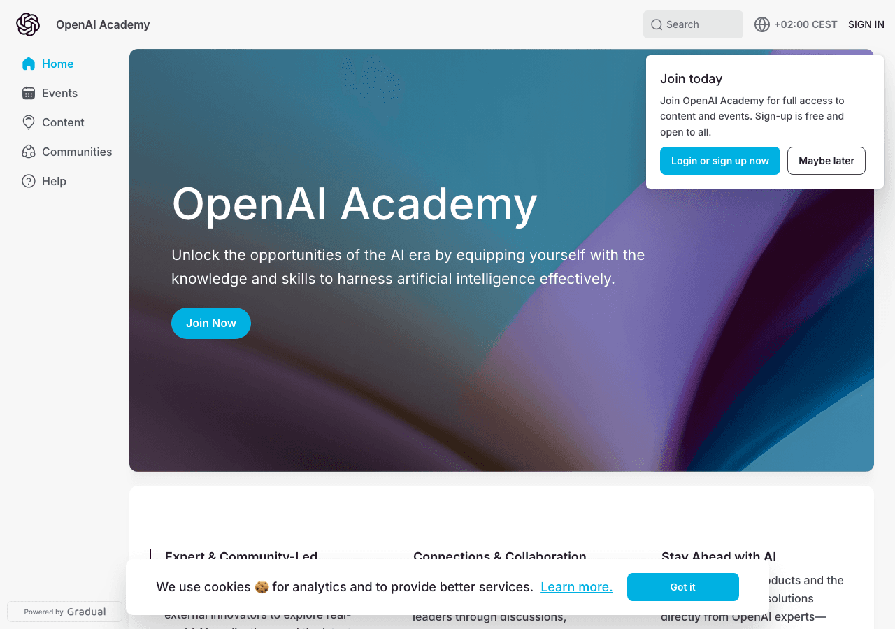 OpenAI Academy Conversational AI showing ai education platform - Empowering the next generation of AI innovators