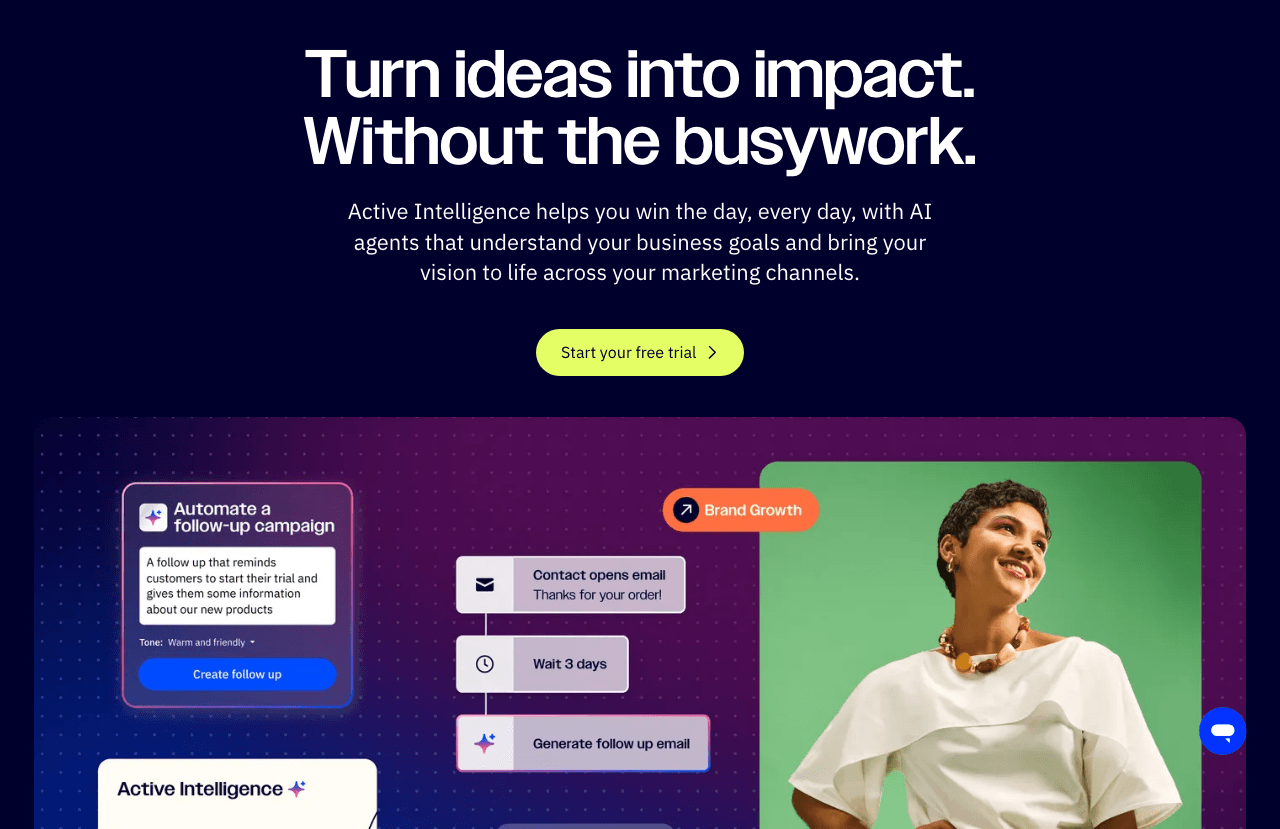 ActiveCampaign Marketing Automation showing email marketing - Marketing Automation for Growing Businesses