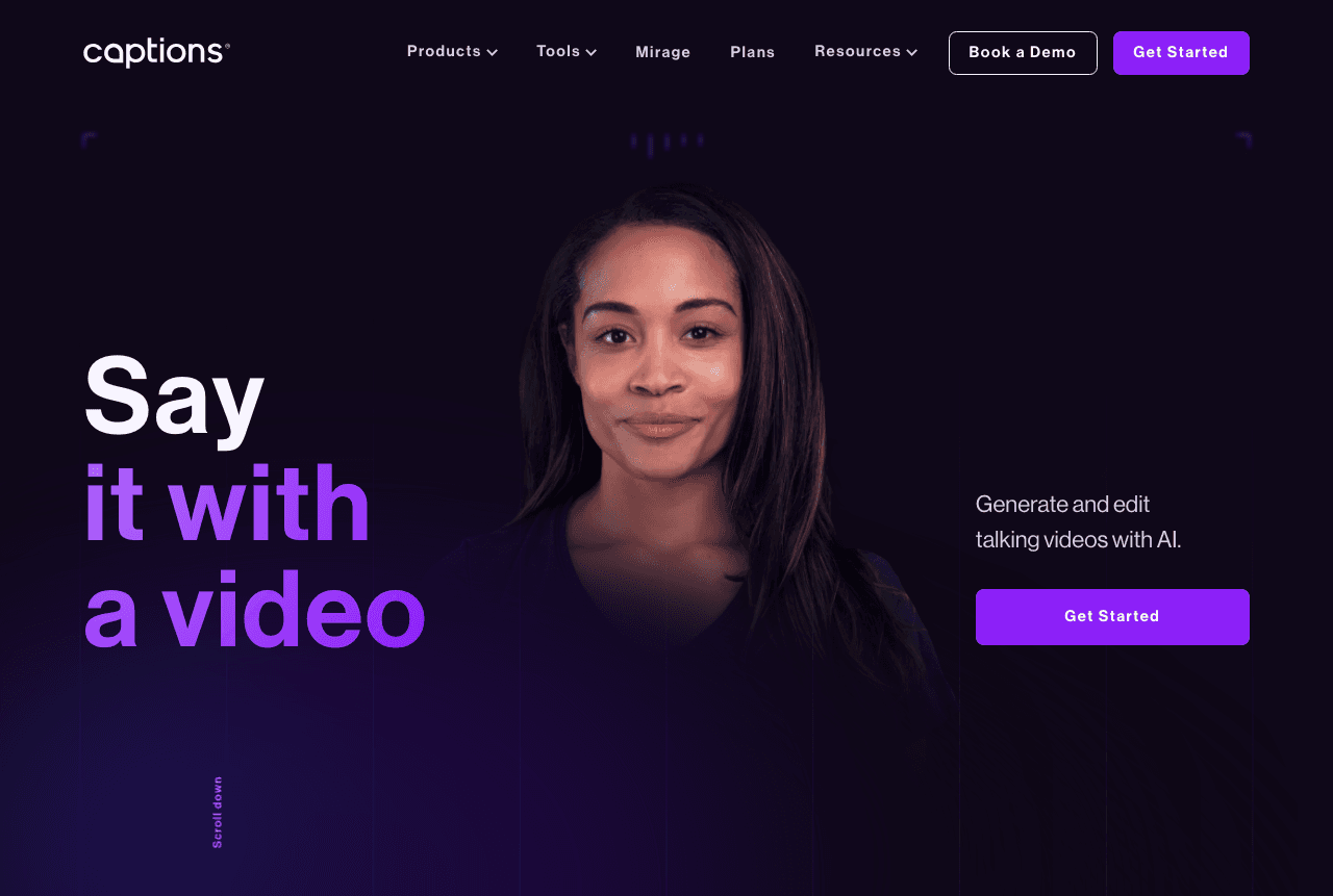 Captions Video Editing showing ai video editor - Your AI-powered creative studio for effortless video creation
