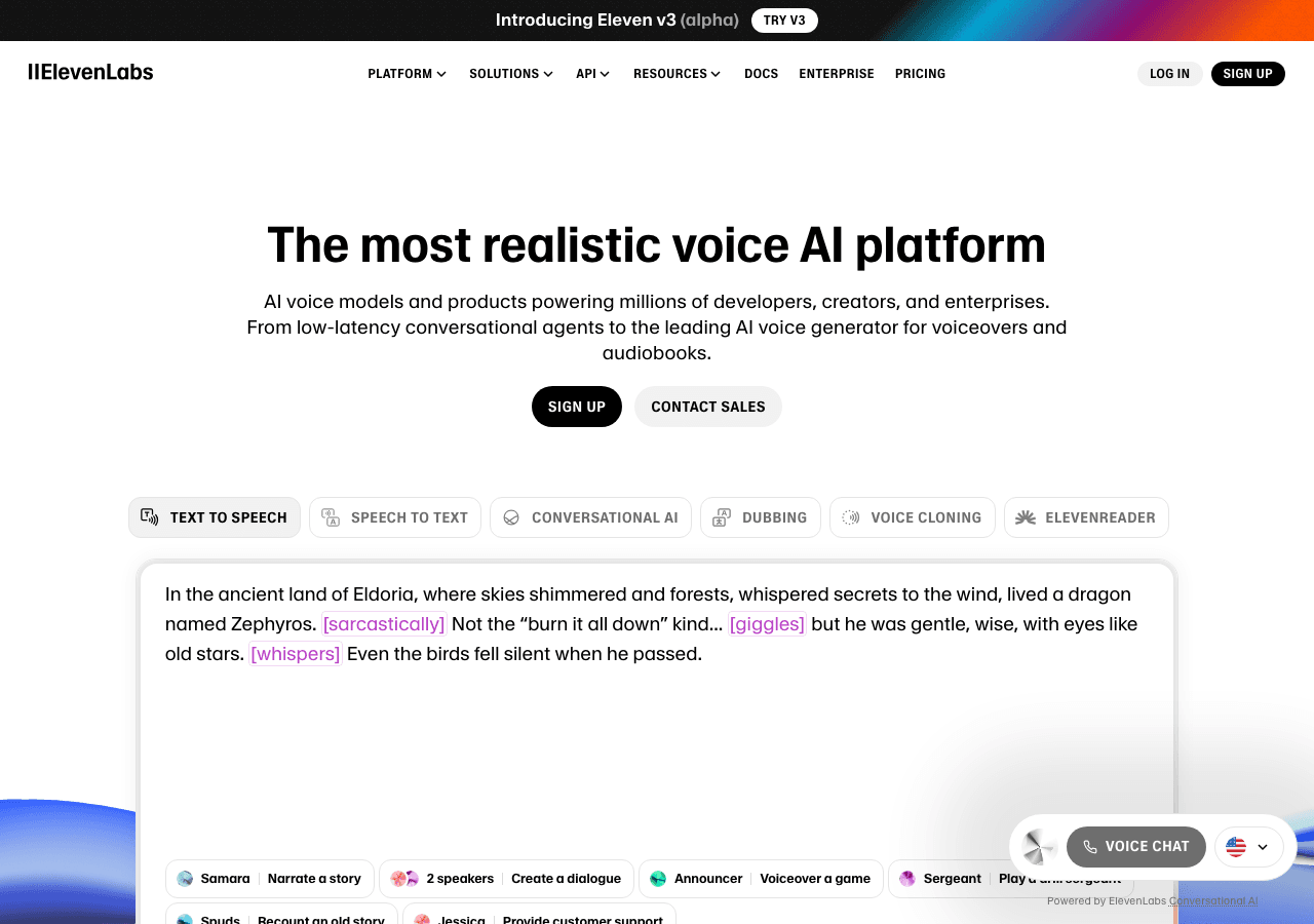 ElevenLabs Audio Generation showing text to speech - Make digital interactions fluid, natural, and effortless with lifelike A