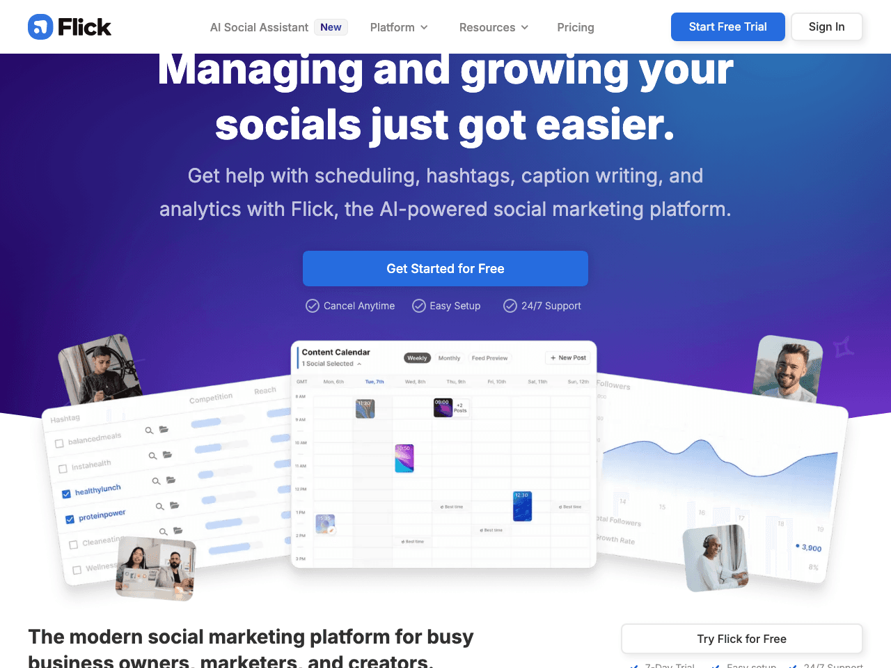 Flick Marketing Automation showing ai social media assistant - Visualize your thoughts