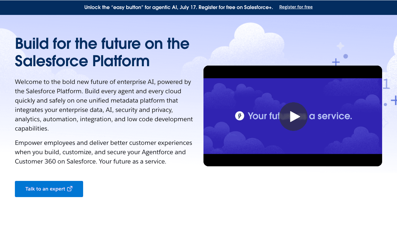 Salesforce Platform Productivity & Collaboration showing cloud-based ai platform - Build, automate, and scale with next-gen A