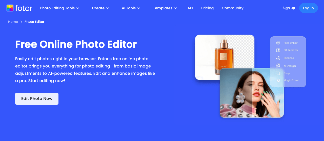 Fotor Image Generation showing ai photo editor - Edit, create, and transform photos smarter and faster with AI—anywhere, anyt