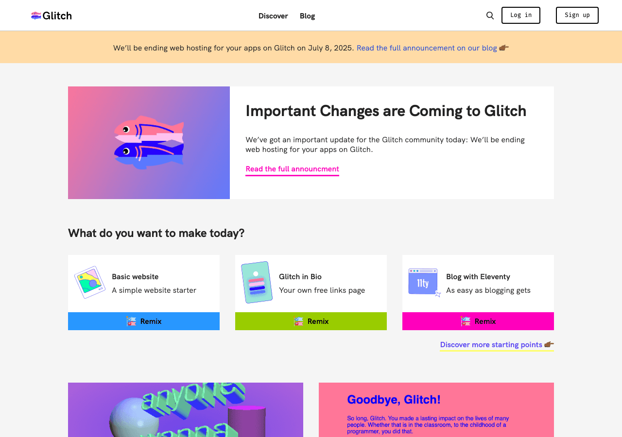 Glitch Code Assistance showing web development - Build the web together