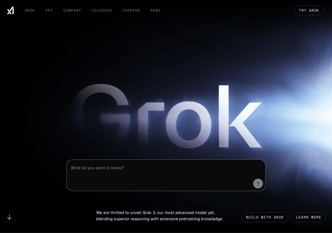 Grok Conversational AI showing grok 4 - Your cosmic AI guide for real-time discovery and creation