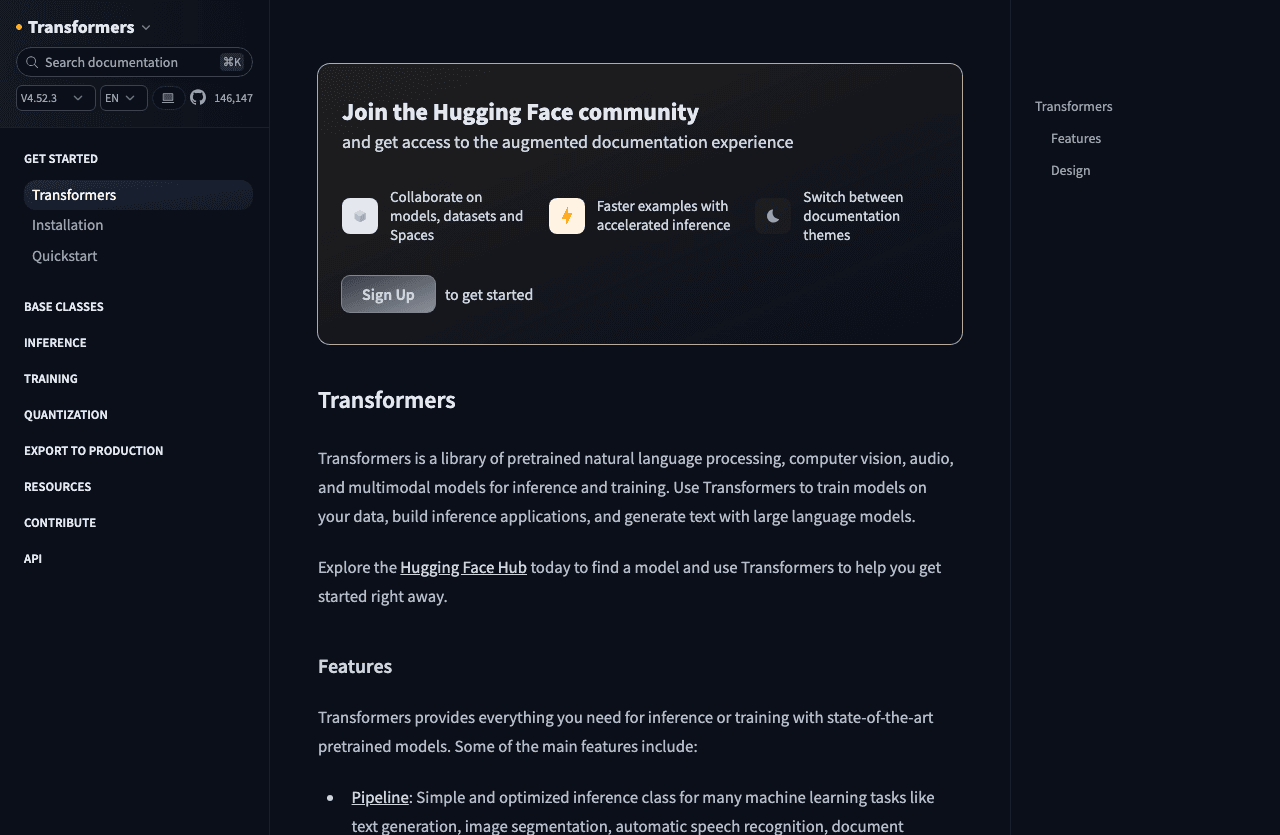 Transformers Conversational AI showing open source ai library - State-of-the-art AI models for text, vision, audio, video & m