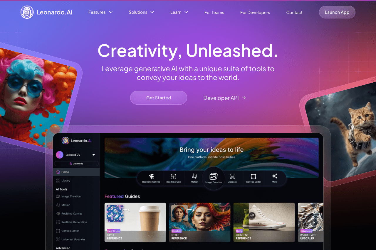 Leonardo.Ai Image Generation showing ai image generator - Create production-ready visuals with AI-powered creativity