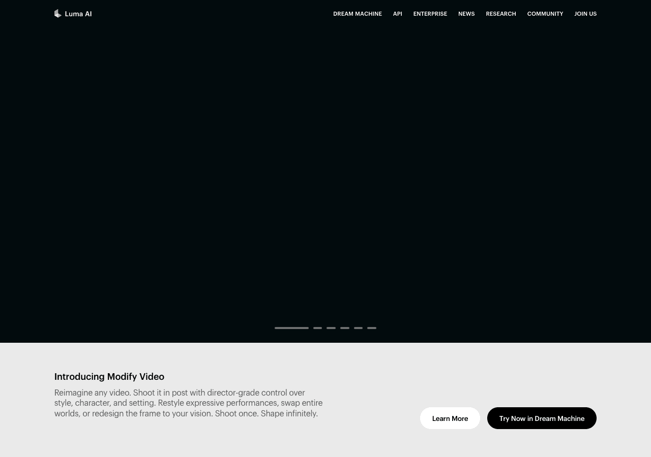 Luma AI Video Generation showing ai video generation - Ideate, visualize, create videos, and share your dreams with the world