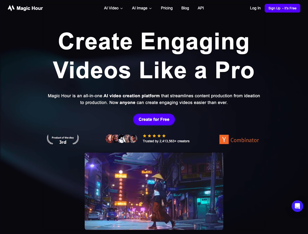 Magic Hour Video Generation showing ai video generation - Free AI video & image magic in seconds