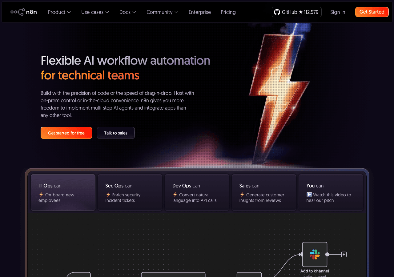 n8n Productivity & Collaboration showing workflow automation - Open-source workflow automation with native AI