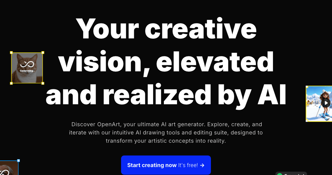 OpenArt Image Generation showing ai image generator - Create stunning AI art without limits—prompts optional, possibilities e