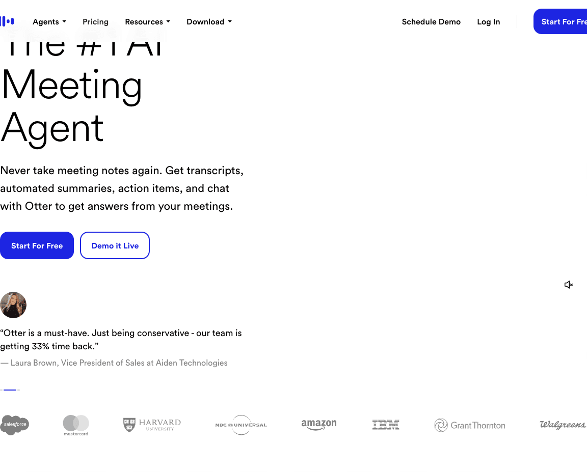 Otter.ai Productivity & Collaboration showing real-time transcription - AI meeting agent that transcribes, summarizes, and au