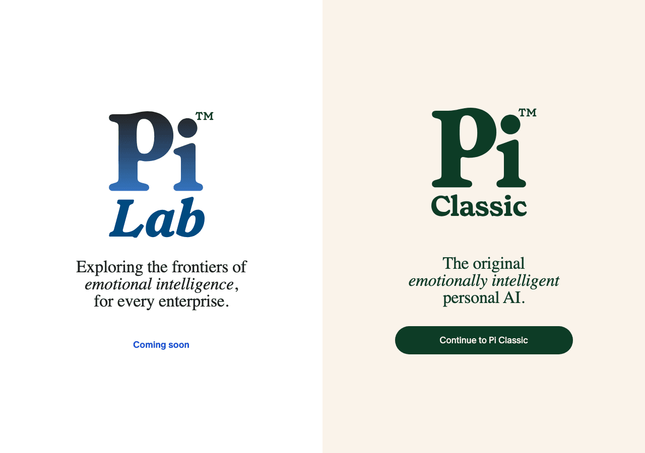 Pi Conversational AI showing ai companion - Your personal, emotionally intelligent AI companion