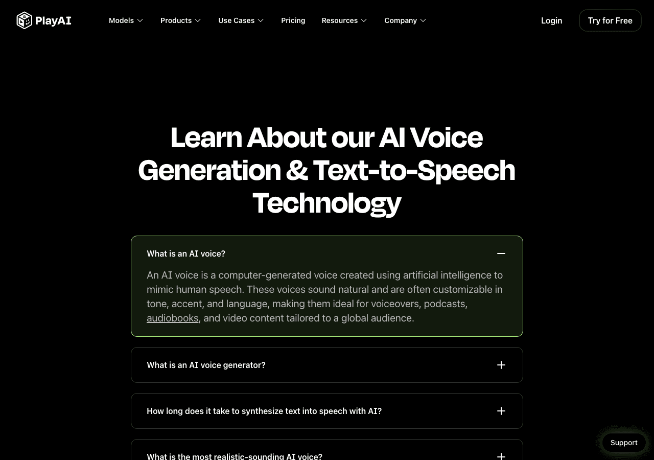 PlayAI Audio Generation showing ai voice generation - Transform text into lifelike voice—create, clone, and collaborate with