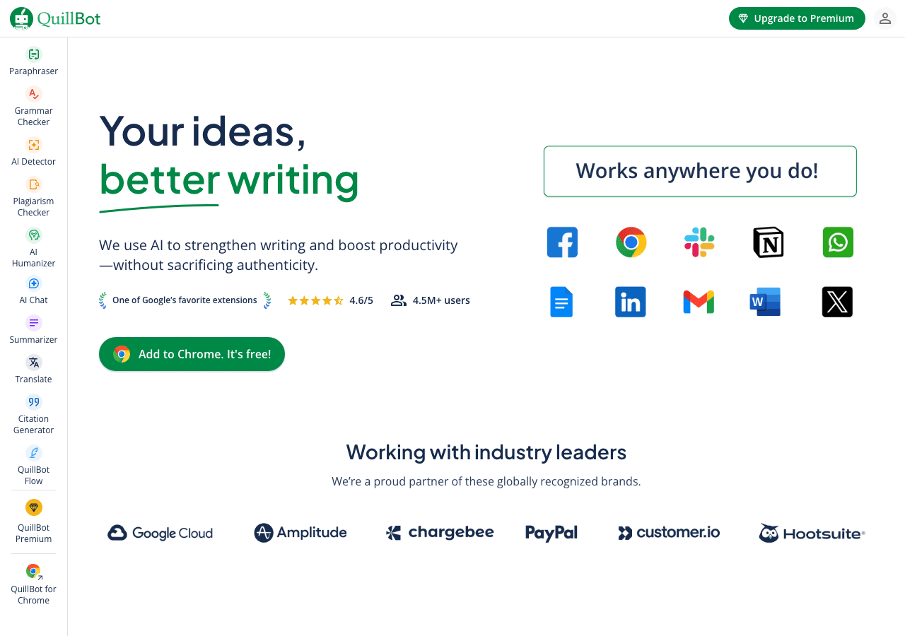 QuillBot Writing & Translation showing ai writing assistant - Your all-in-one AI writing assistant