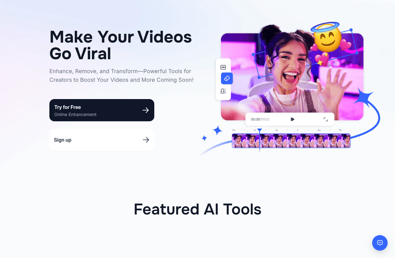 Vmake Video Generation showing ai video editor - The smarter, faster way to create viral AI videos